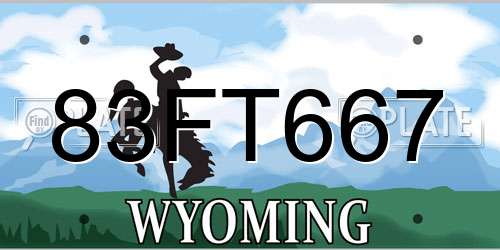 83FT667 Wyoming License Plate