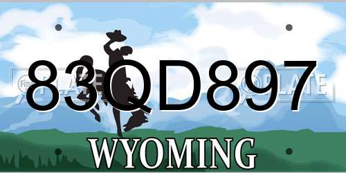 83QD897 Wyoming License Plate