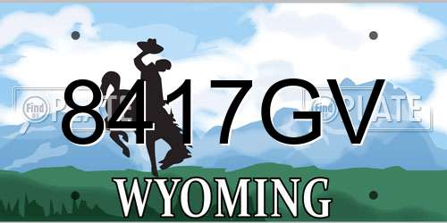8417GV Wyoming License Plate