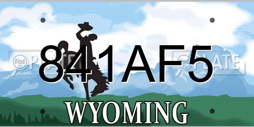 841AF5 Wyoming License Plate