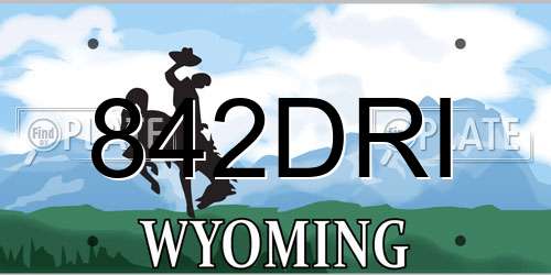 842DRI Wyoming License Plate