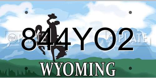 844YO2 Wyoming License Plate