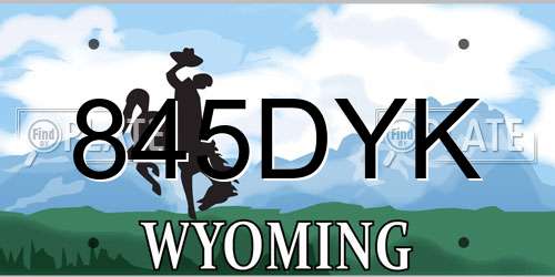 845DYK Wyoming License Plate