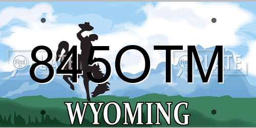 845OTM Wyoming License Plate