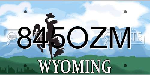 845OZM Wyoming License Plate