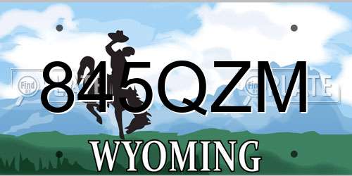 845QZM Wyoming License Plate