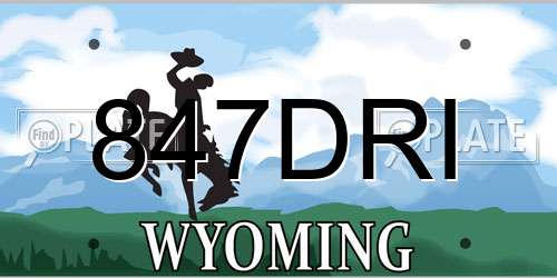 847DRI Wyoming License Plate