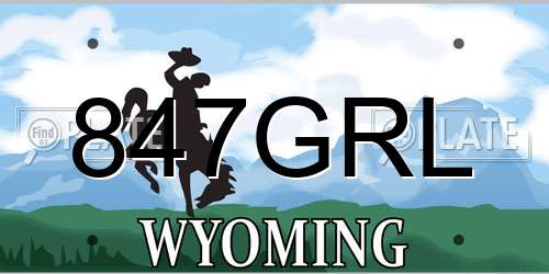 847GRL Wyoming License Plate