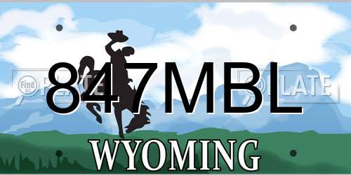 847MBL Wyoming License Plate
