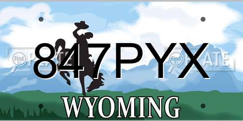 847PYX Wyoming License Plate