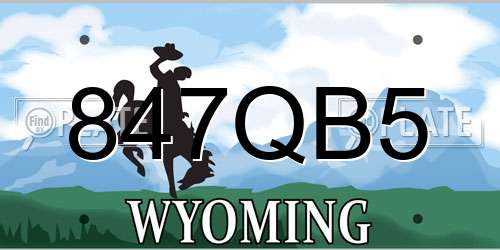 847QB5 Wyoming License Plate