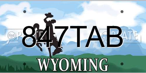 847TAB Wyoming License Plate