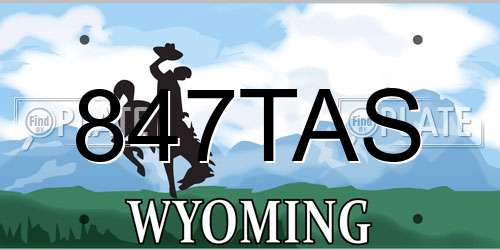 847TAS Wyoming License Plate