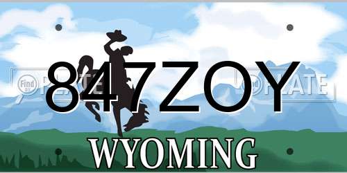 847ZOY Wyoming License Plate