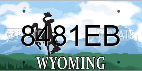 8481EB Wyoming License Plate