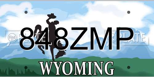 848ZMP Wyoming License Plate