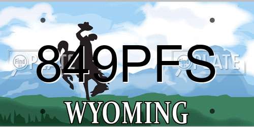 849PFS Wyoming License Plate