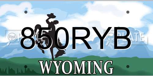 850RYB Wyoming License Plate
