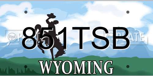 851TSB Wyoming License Plate