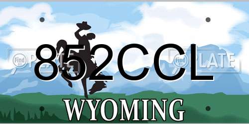 852CCL Wyoming License Plate