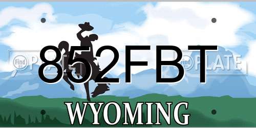 852FBT Wyoming License Plate