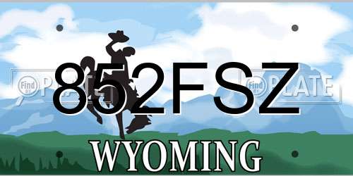 852FSZ Wyoming License Plate