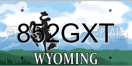 852GXT Wyoming License Plate