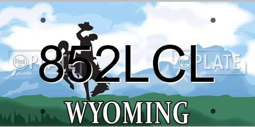 852LCL Wyoming License Plate