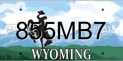 855MB7 Wyoming License Plate