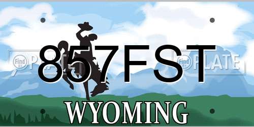 857FST Wyoming License Plate