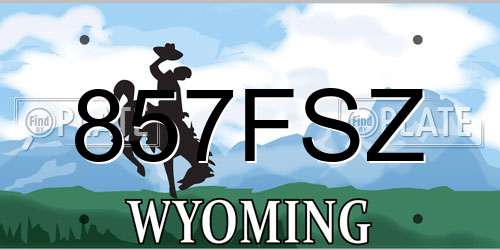 857FSZ Wyoming License Plate