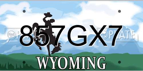 857GX7 Wyoming License Plate
