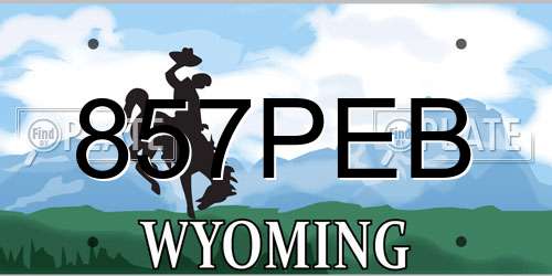 857PEB Wyoming License Plate