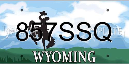 857SSQ Wyoming License Plate