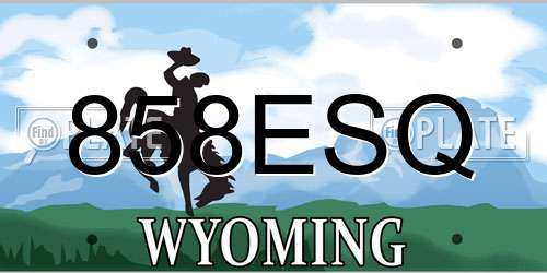 858ESQ Wyoming License Plate