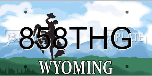 858THG Wyoming License Plate