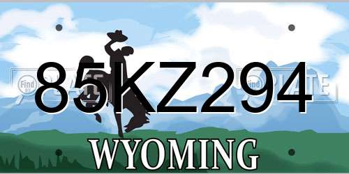 85KZ294 Wyoming License Plate