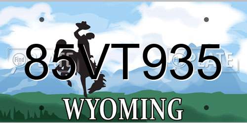 85VT935 Wyoming License Plate