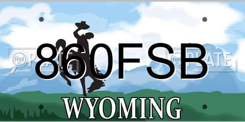 860FSB Wyoming License Plate