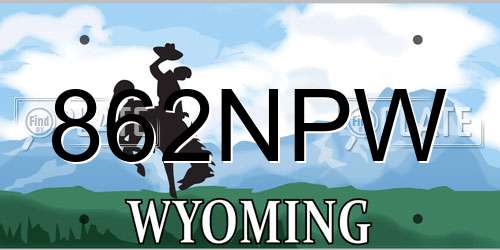 862NPW Wyoming License Plate