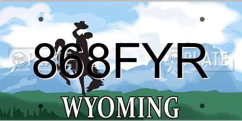 868FYR Wyoming License Plate