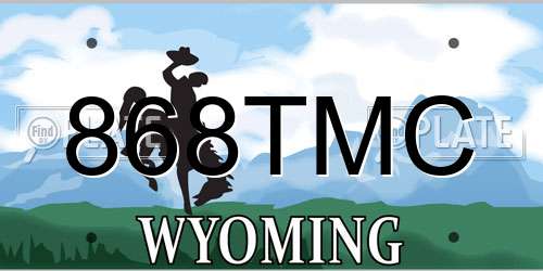 868TMC Wyoming License Plate
