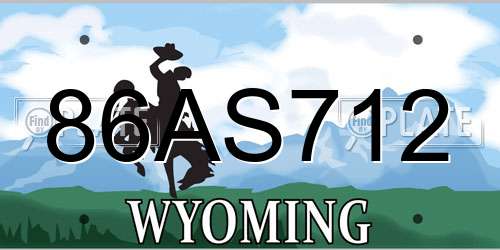 86AS712 Wyoming License Plate