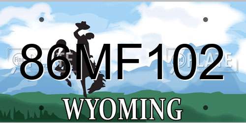 86MF102 Wyoming License Plate