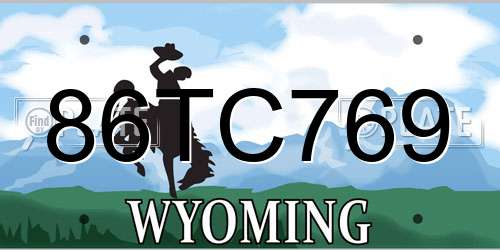 86TC769 Wyoming License Plate