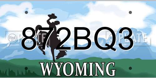 872BQ3 Wyoming License Plate