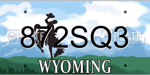 872SQ3 Wyoming License Plate