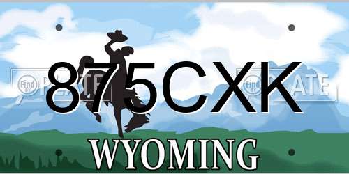 875CXK Wyoming License Plate