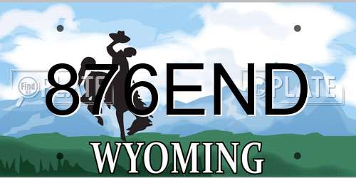 876END Wyoming License Plate