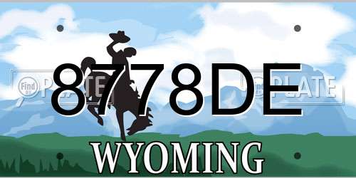 8778DE Wyoming License Plate